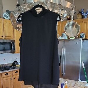 Simply Vera Wang Black Sleeveless Mock Neck Chiffon Top Size XL